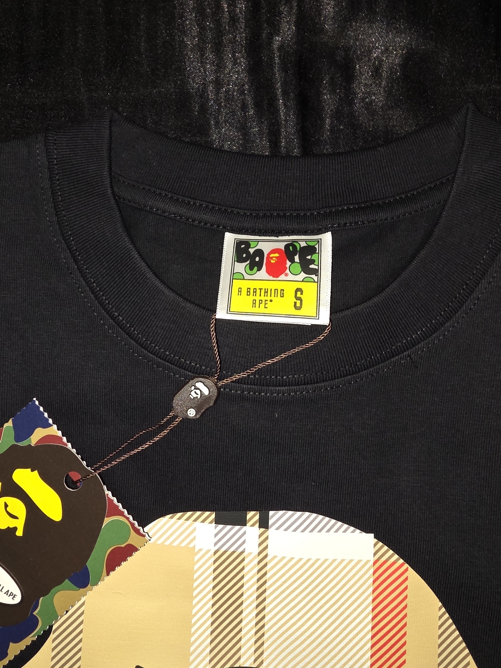 Bape x Burberry Check Ape Head T-Shirt, Black - Picture 3 of 6